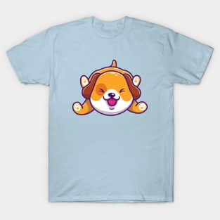 Cute Dog Playing Cartoon T-Shirt